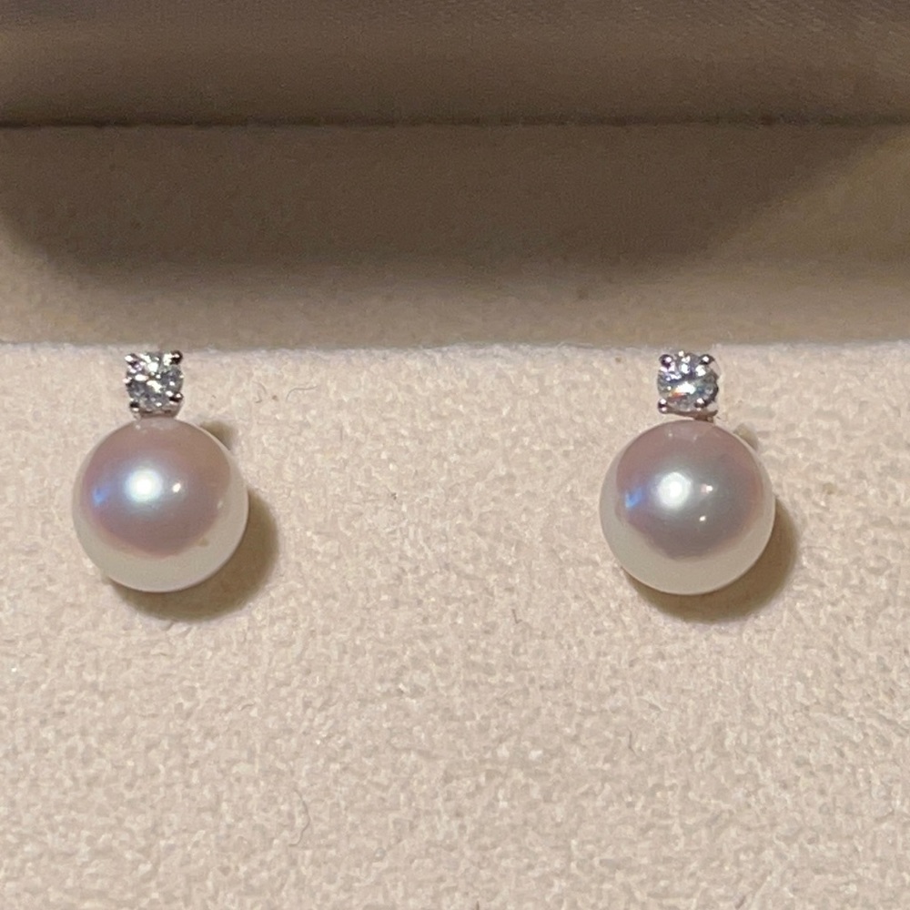 MIKIMOTO Pearl earrings with Diamond